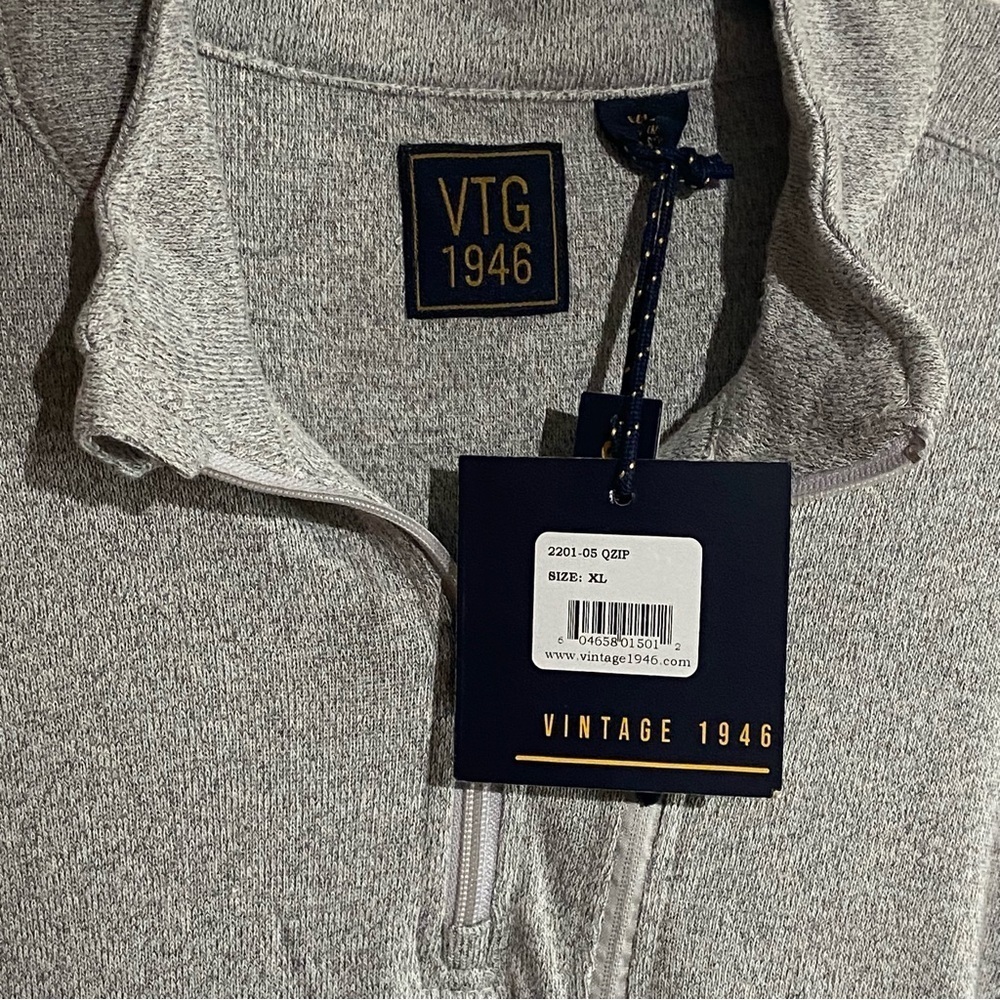 Vintage 1946 "Space Dye" 1/4 Zip Pullover Light Grey - Picture 7 of 7